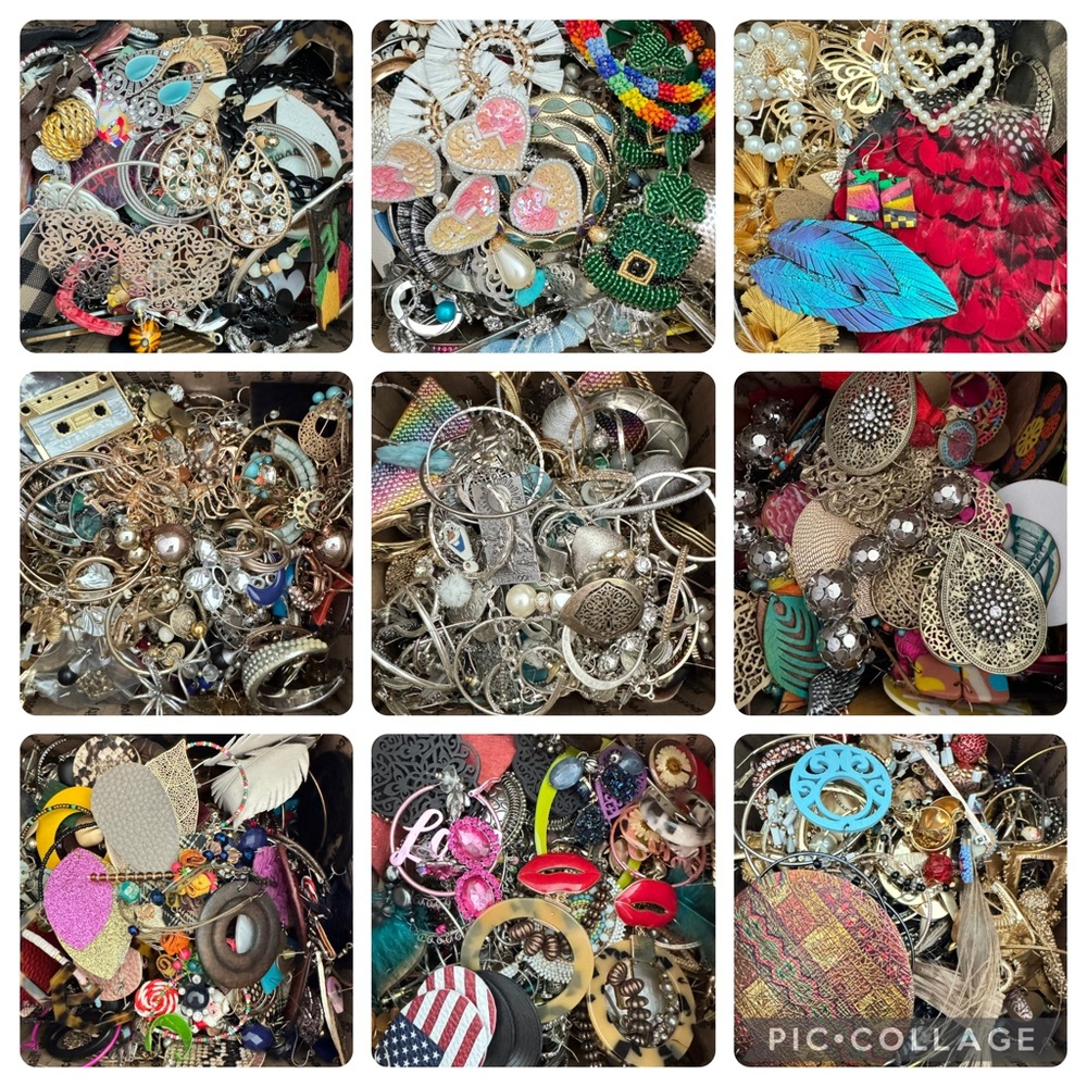 5 lb Earring Lot Mixed Craft Junk Wearable Bulk Upcycle Harvest Repurpose Resell